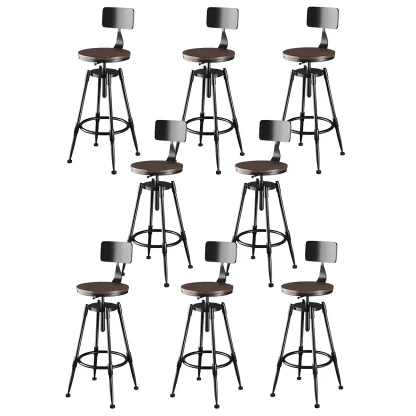 Industrial Metal Adjustable Bar Stools with Backrest for Home Bar Image - 31