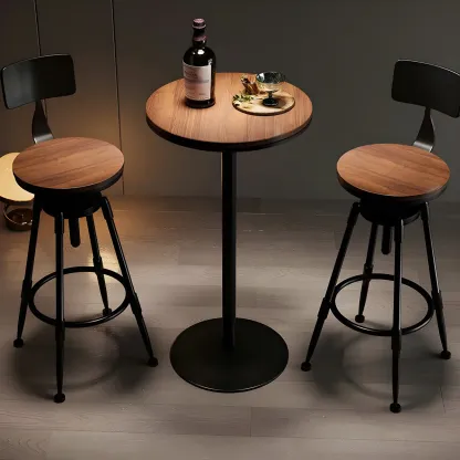Industrial Metal Adjustable Bar Stools with Backrest for Home Bar Image - 5