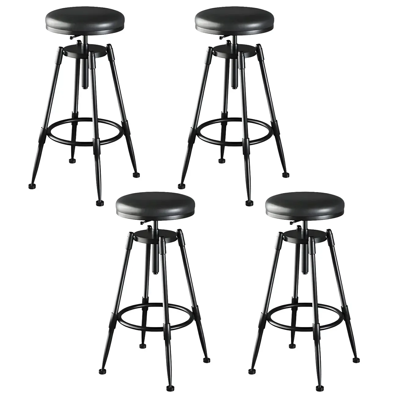 Industrial Metal Adjustable Bar Stools with Backrest for Home Bar Image - 13