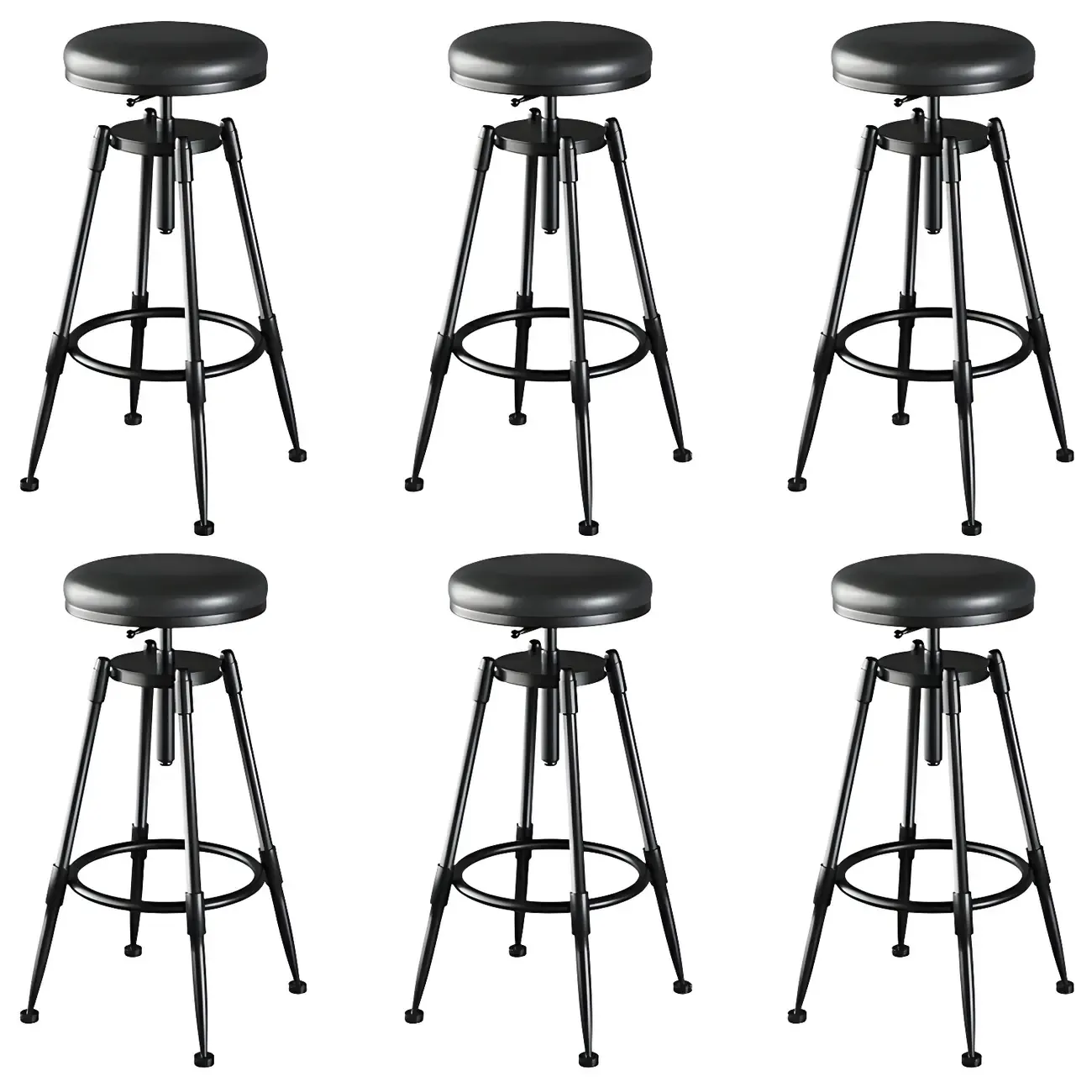 Industrial Metal Adjustable Bar Stools with Backrest for Home Bar Image - 14