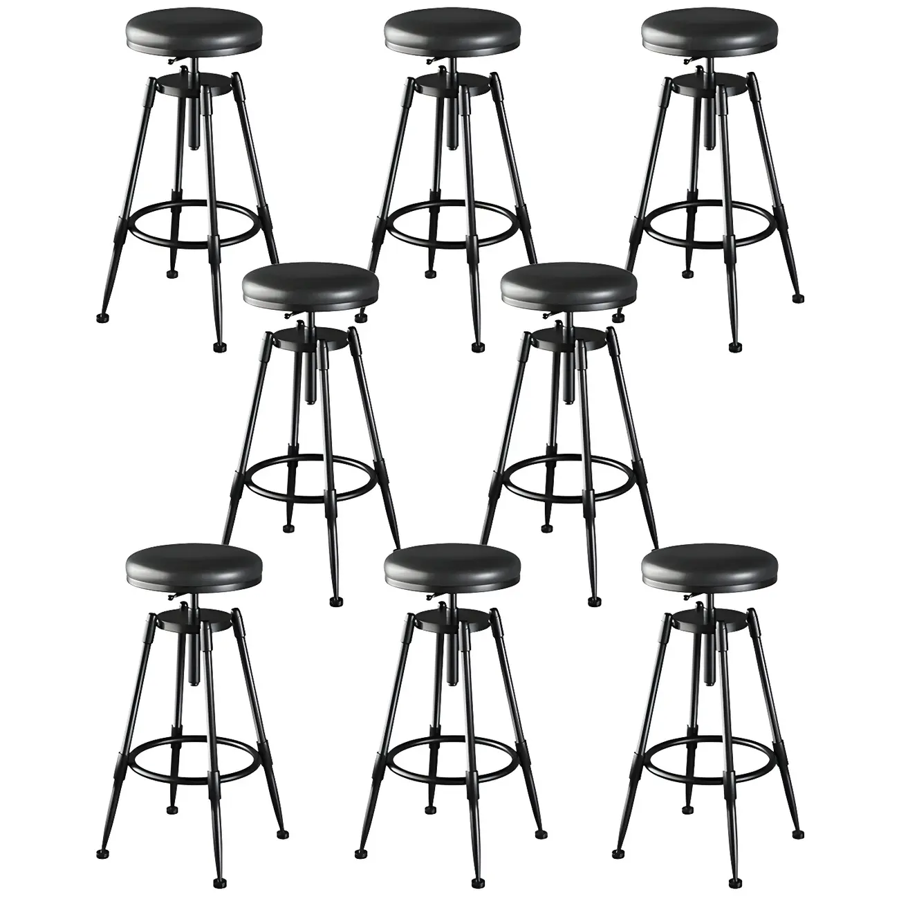 Industrial Metal Adjustable Bar Stools with Backrest for Home Bar Image - 15 | homeyfad