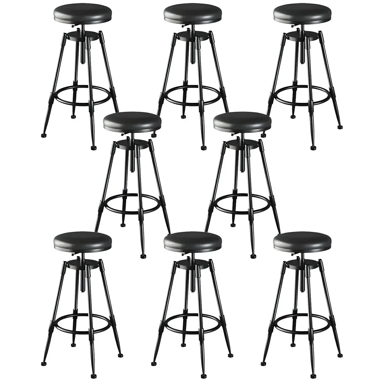 Industrial Metal Adjustable Bar Stools with Backrest for Home Bar Image - 15