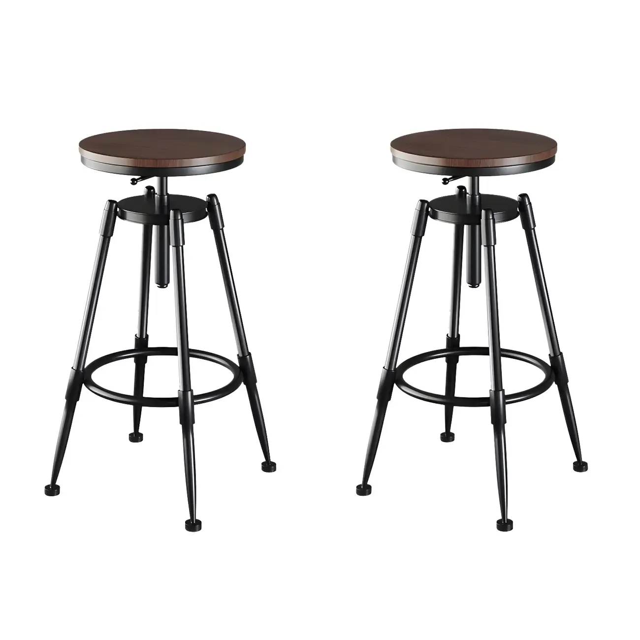 Industrial Metal Adjustable Bar Stools with Backrest for Home Bar Image - 17
