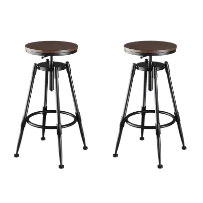 Industrial Metal Adjustable Bar Stools with Backrest for Home Bar Image - 17