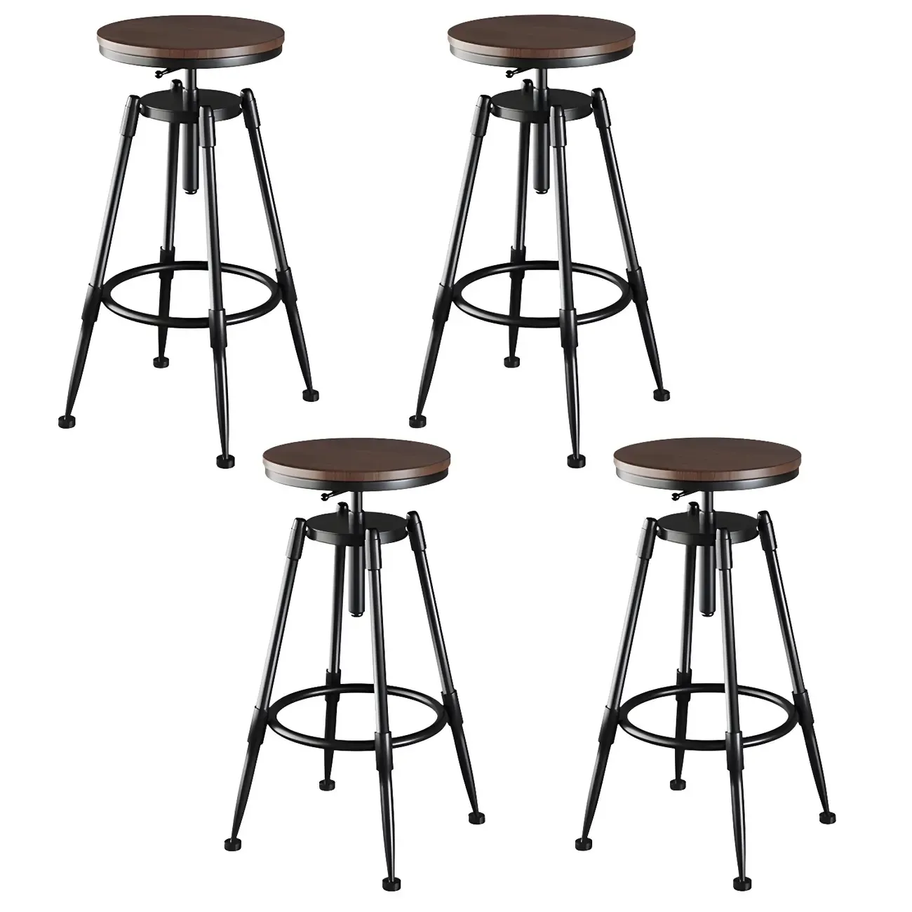 Industrial Metal Adjustable Bar Stools with Backrest for Home Bar Image - 18