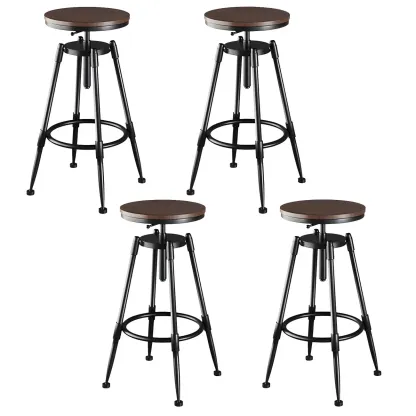 Industrial Metal Adjustable Bar Stools with Backrest for Home Bar Image - 18