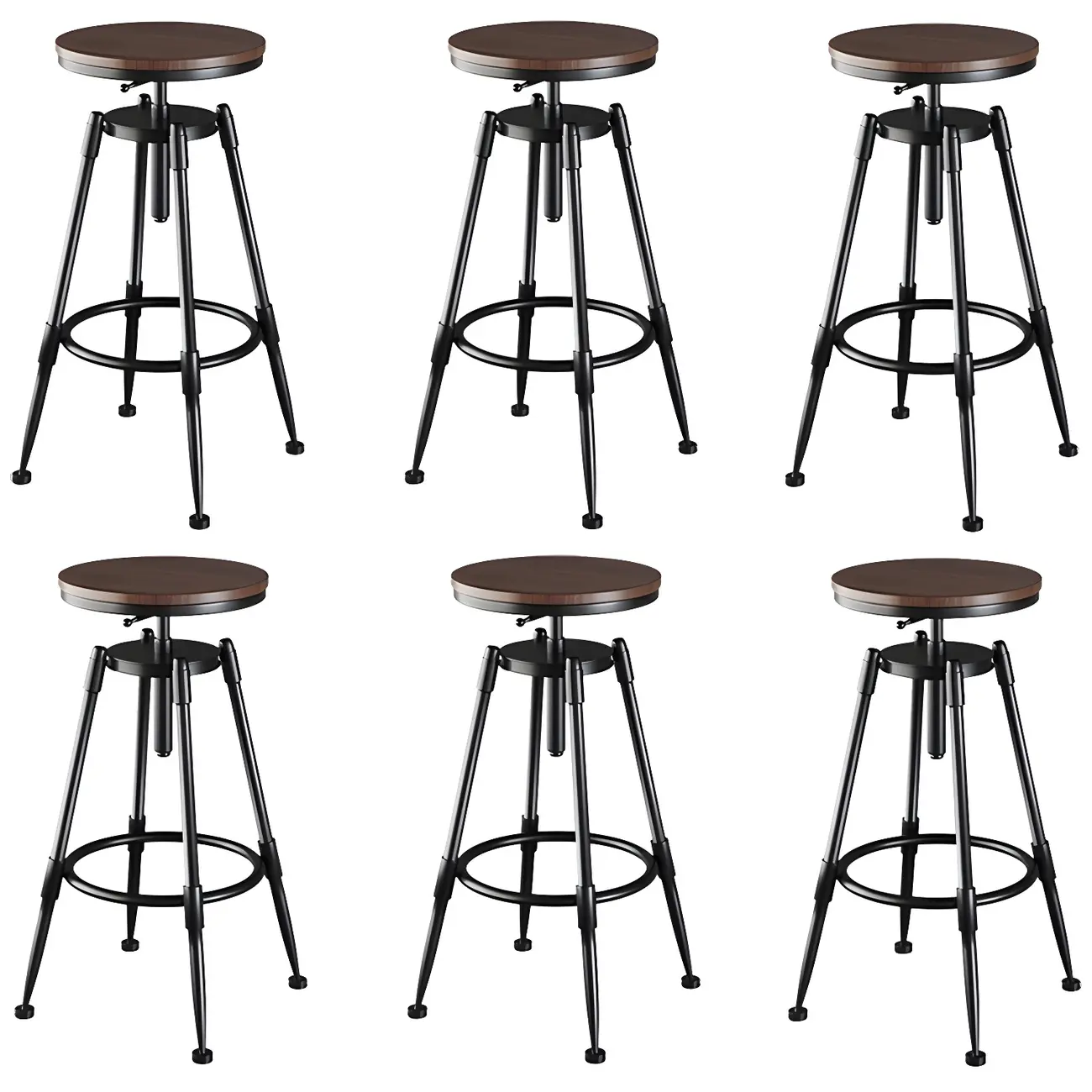 Industrial Metal Adjustable Bar Stools with Backrest for Home Bar Image - 19 | homeyfad