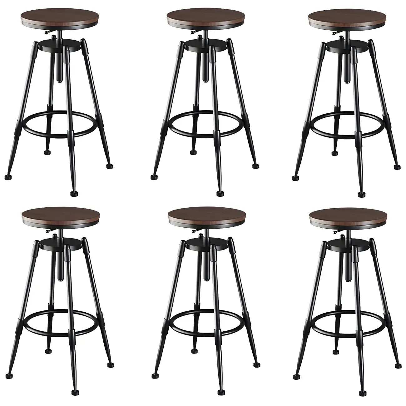 Industrial Metal Adjustable Bar Stools with Backrest for Home Bar Image - 19