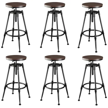 Industrial Metal Adjustable Bar Stools with Backrest for Home Bar Image - 19