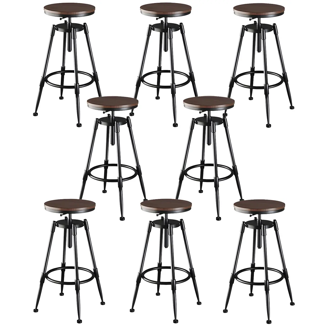 Industrial Metal Adjustable Bar Stools with Backrest for Home Bar Image - 20 | homeyfad