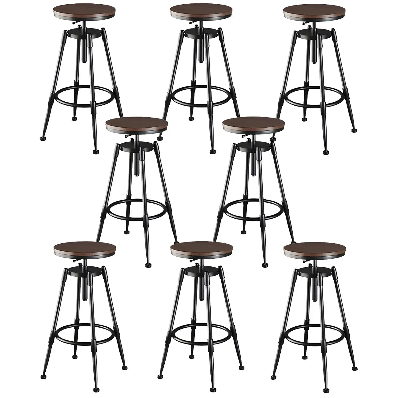 Industrial Metal Adjustable Bar Stools with Backrest for Home Bar Image - 20