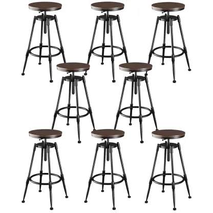 Industrial Metal Adjustable Bar Stools with Backrest for Home Bar Image - 20