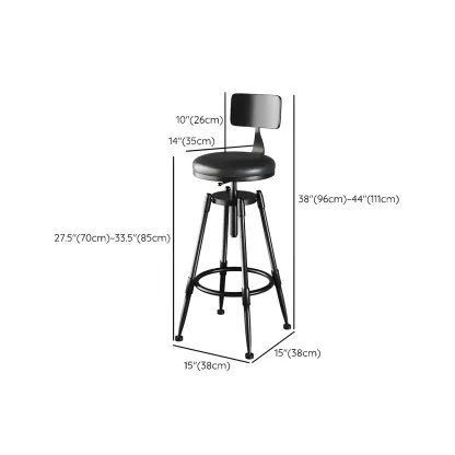 Industrial Metal Adjustable Bar Stools with Backrest for Home Bar Image - 34