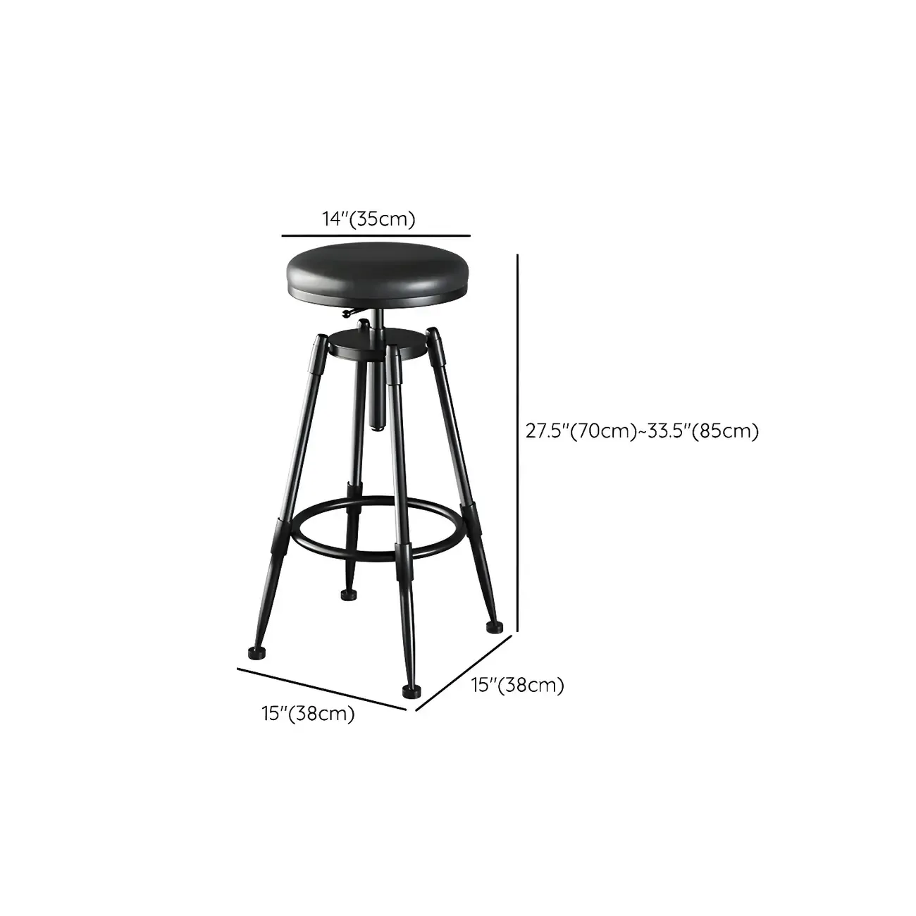 Industrial Metal Adjustable Bar Stools with Backrest for Home Bar Image - 35