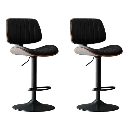 Modern Faux Leather Adjustable Swivel Bar Stools Image - 7