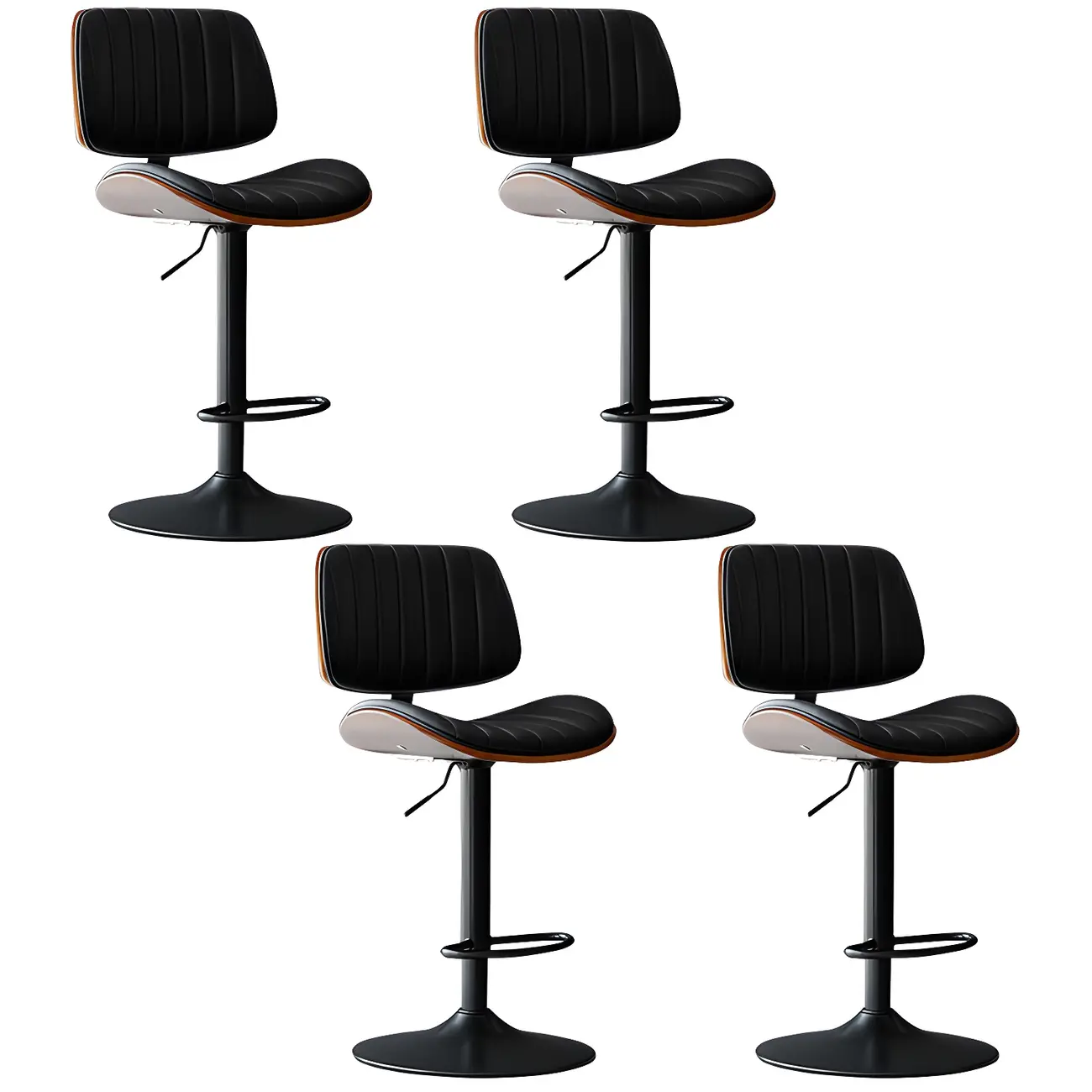 Modern Faux Leather Adjustable Swivel Bar Stools Image - 8 | homeyfad