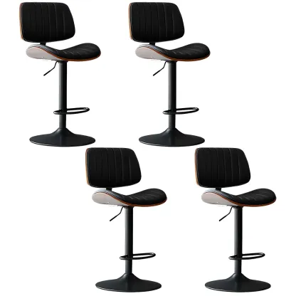 Modern Faux Leather Adjustable Swivel Bar Stools Image - 8