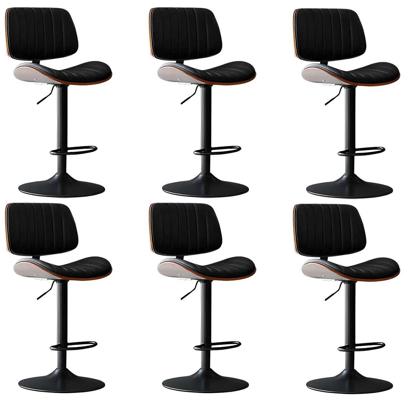 Modern Faux Leather Adjustable Swivel Bar Stools Image - 11 | homeyfad