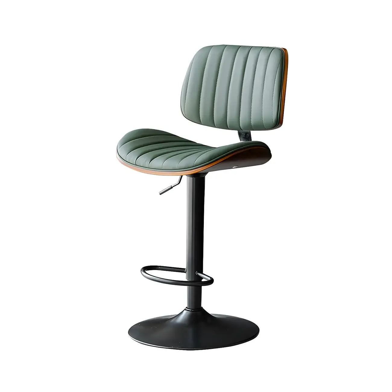 Modern Faux Leather Adjustable Swivel Bar Stools Image - 12