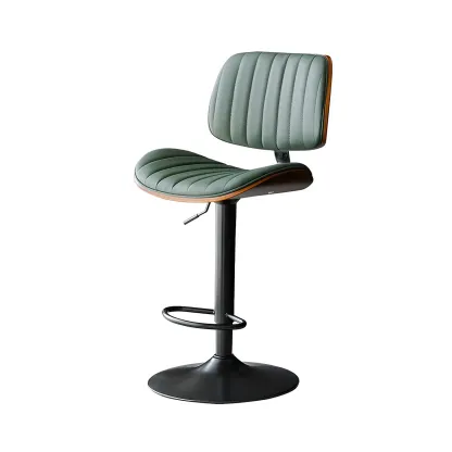 Modern Faux Leather Adjustable Swivel Bar Stools Image - 12