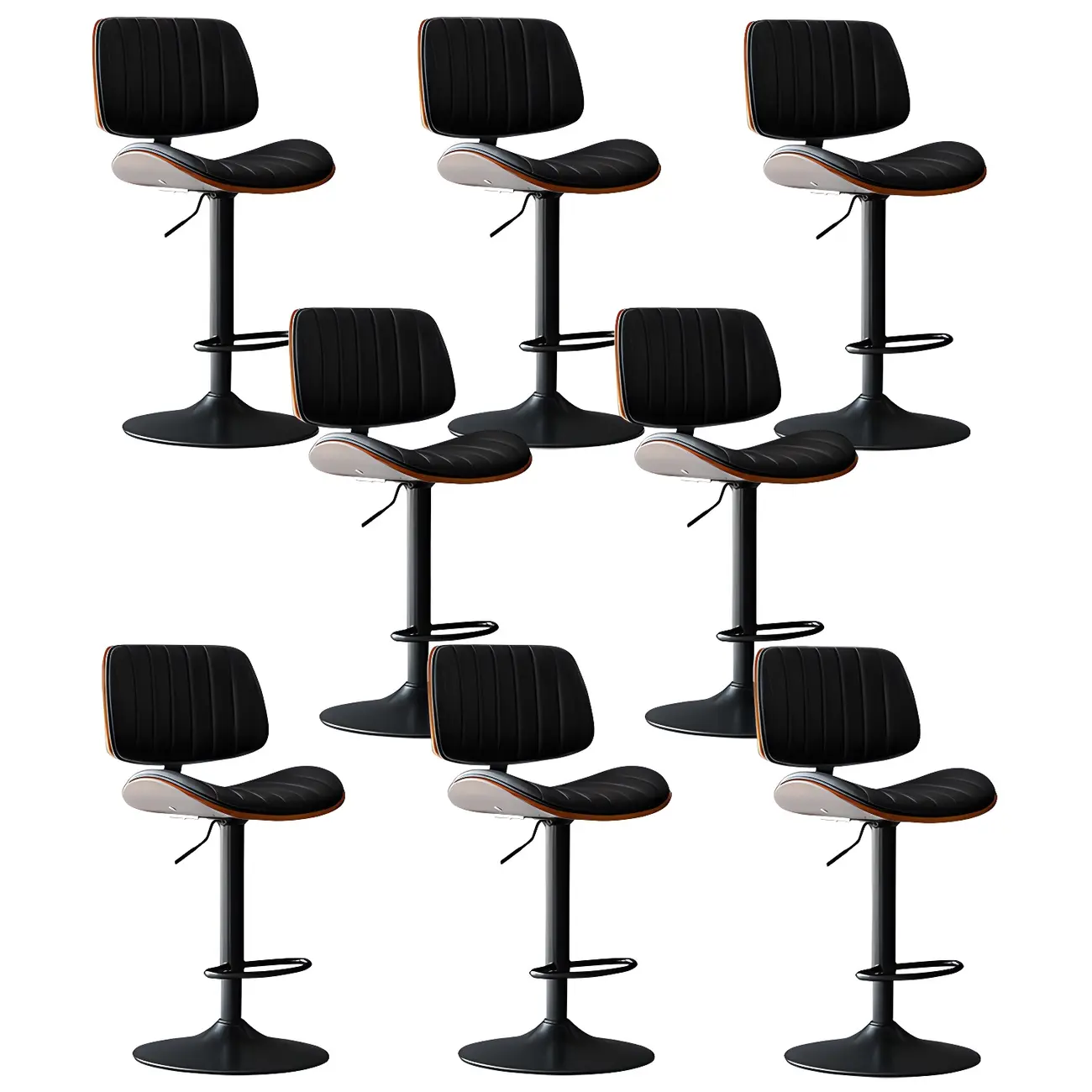 Modern Faux Leather Adjustable Swivel Bar Stools Image - 13 | homeyfad
