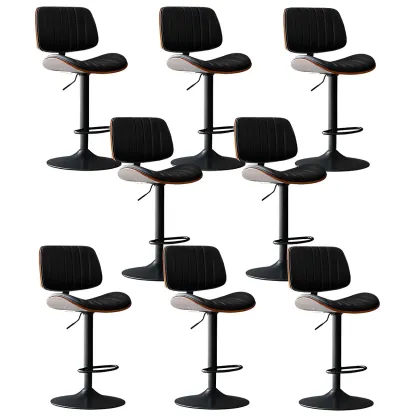 Modern Faux Leather Adjustable Swivel Bar Stools Image - 13