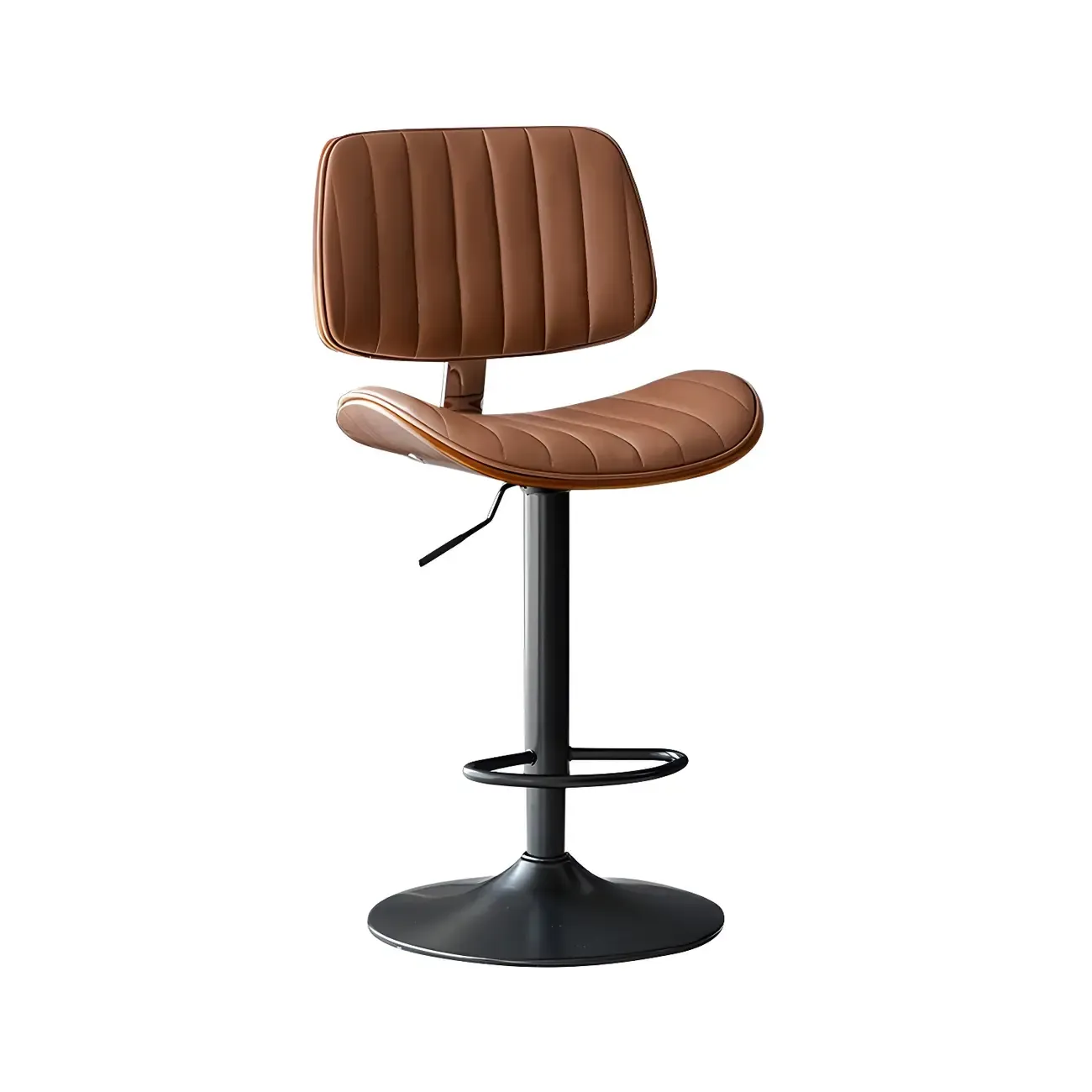 Modern Faux Leather Adjustable Swivel Bar Stools Image - 14