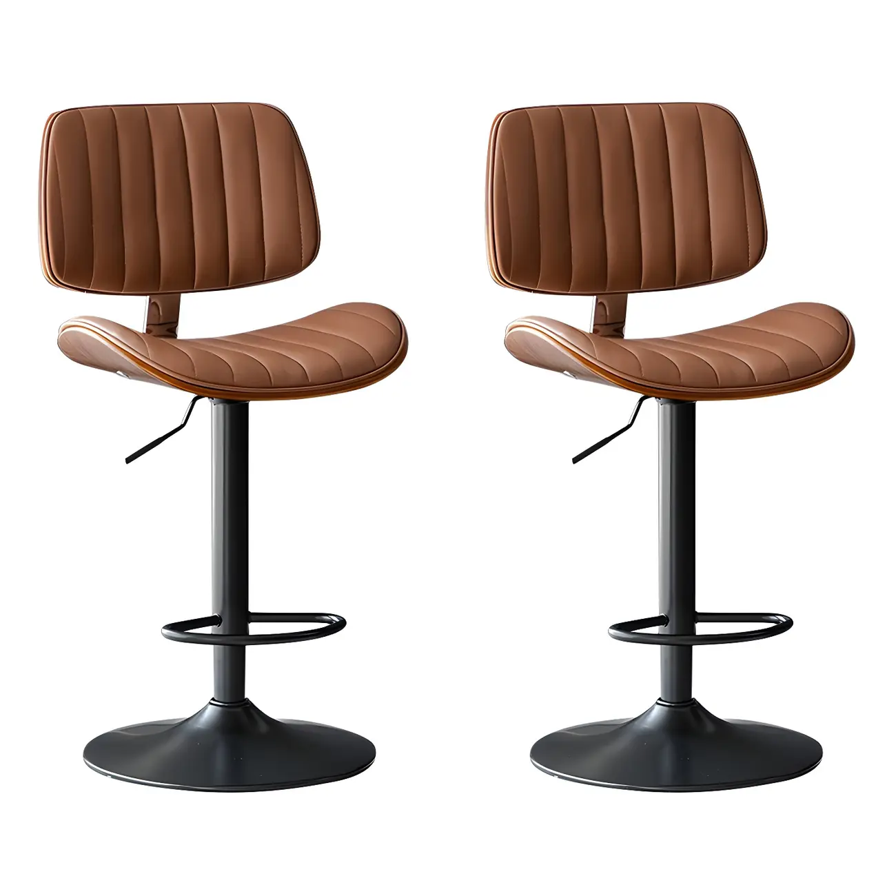 Modern Faux Leather Adjustable Swivel Bar Stools Image - 17 | homeyfad