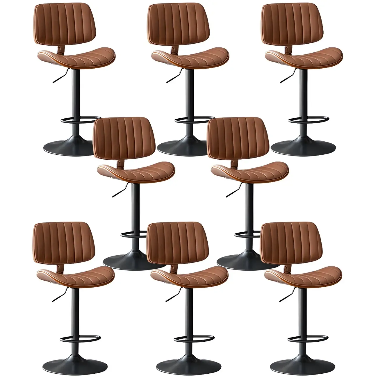Modern Faux Leather Adjustable Swivel Bar Stools Image - 22