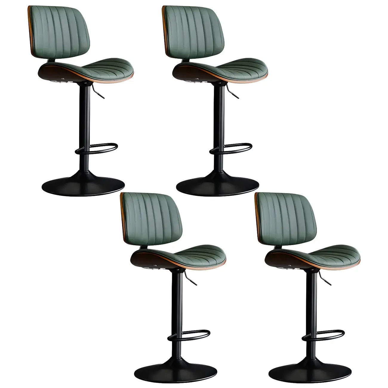 Modern Faux Leather Adjustable Swivel Bar Stools Image - 26