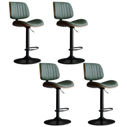 Modern Faux Leather Adjustable Swivel Bar Stools Image - 26