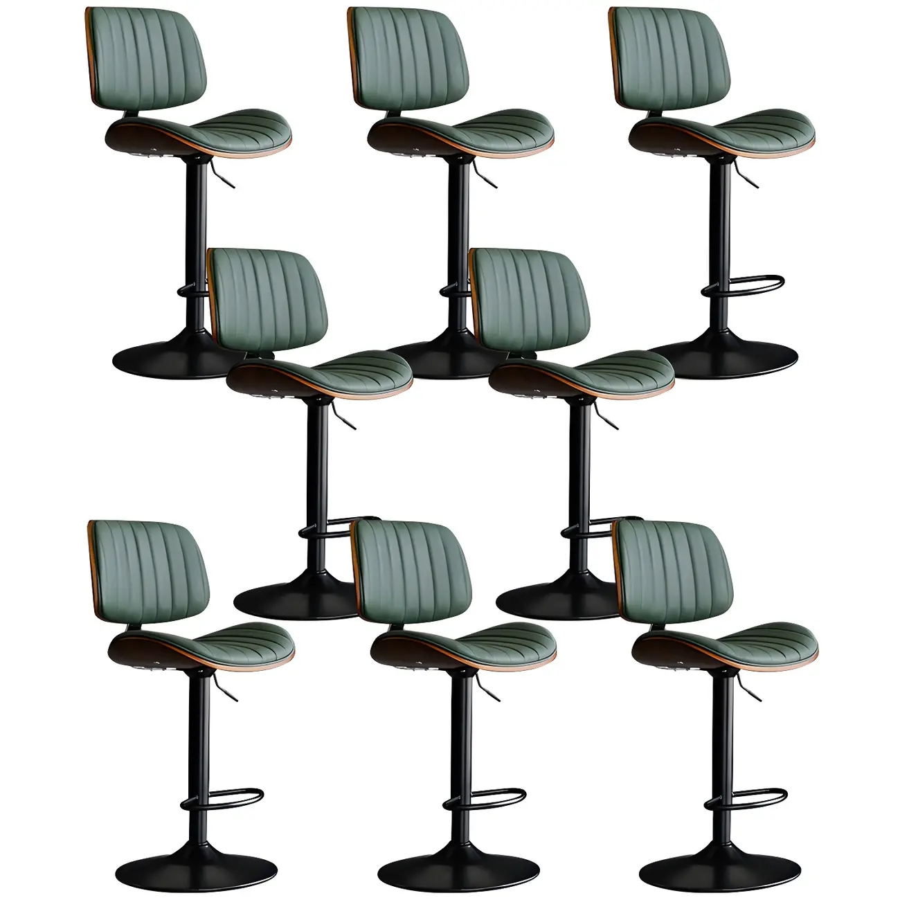Modern Faux Leather Adjustable Swivel Bar Stools Image - 30 | homeyfad