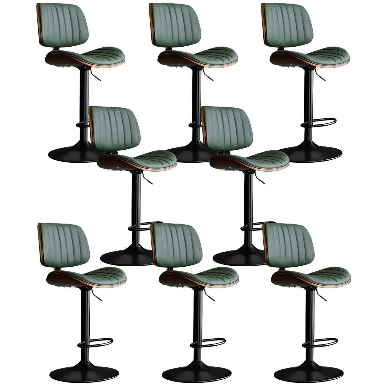 Modern Faux Leather Adjustable Swivel Bar Stools Image - 30