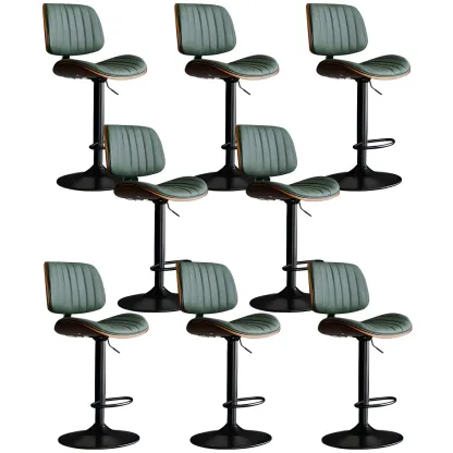 Modern Faux Leather Adjustable Swivel Bar Stools Image - 30