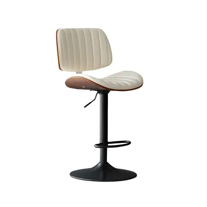 Modern Faux Leather Adjustable Swivel Bar Stools Image - 31