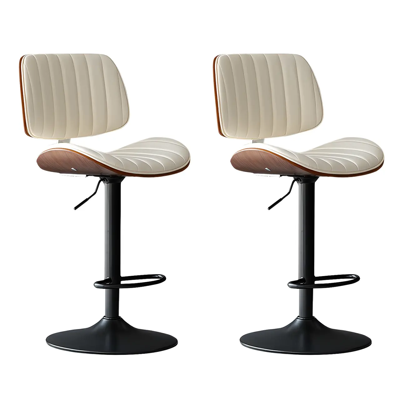Modern Faux Leather Adjustable Swivel Bar Stools Image - 32 | homeyfad