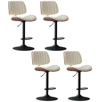 Modern Faux Leather Adjustable Swivel Bar Stools Image - 33