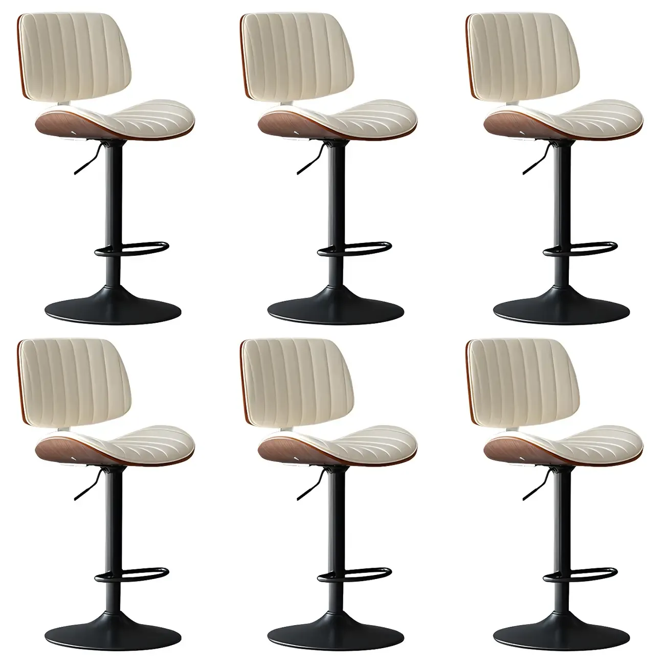 Modern Faux Leather Adjustable Swivel Bar Stools Image - 34