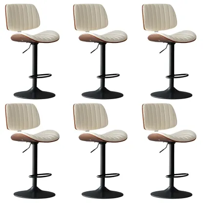 Modern Faux Leather Adjustable Swivel Bar Stools Image - 34