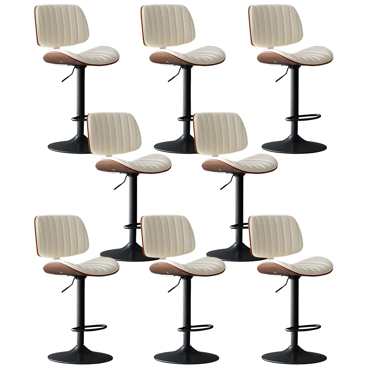 Modern Faux Leather Adjustable Swivel Bar Stools Image - 35 | homeyfad