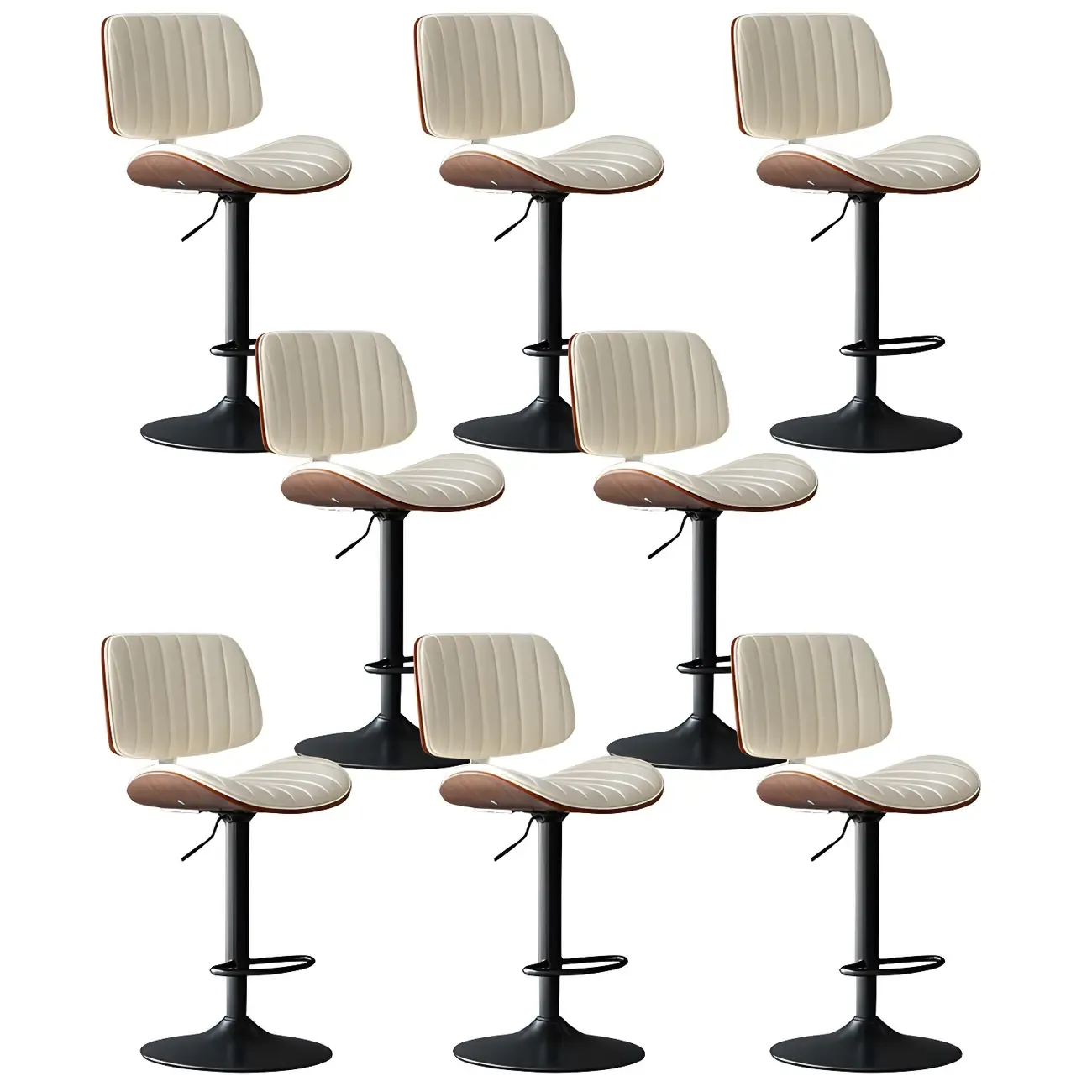 Modern Faux Leather Adjustable Swivel Bar Stools Image - 35