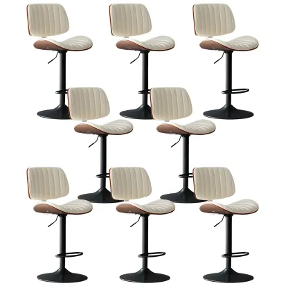 Modern Faux Leather Adjustable Swivel Bar Stools Image - 35
