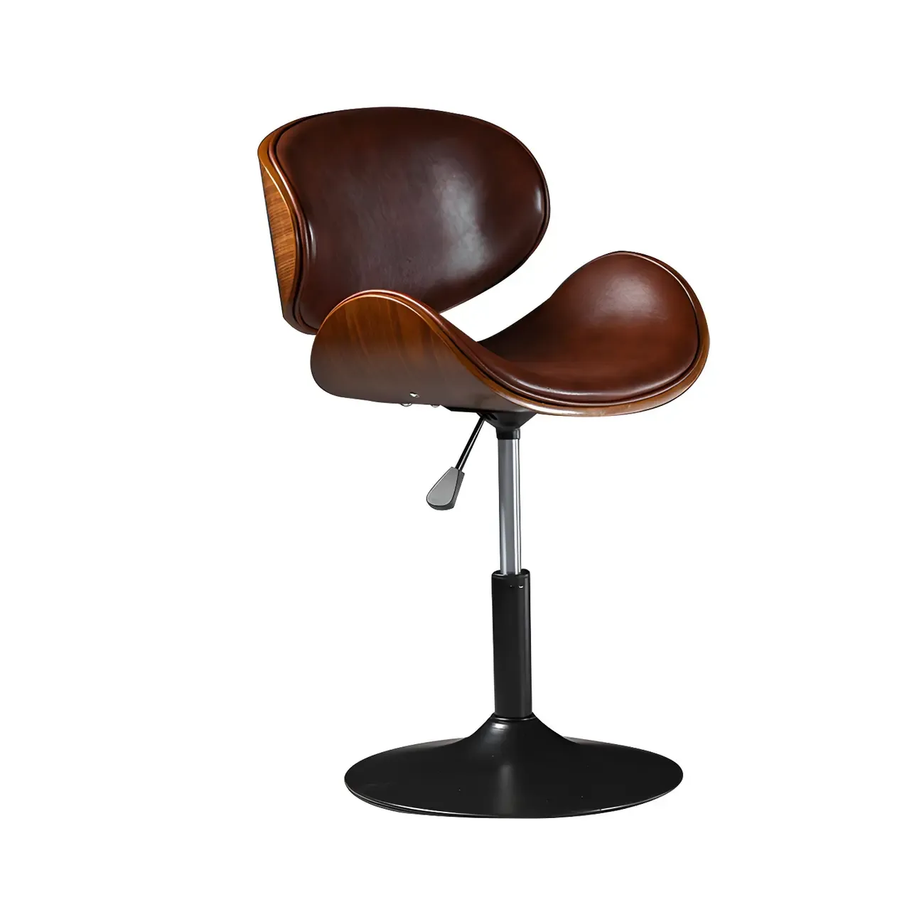 Vintage Leather Height-Adjustable Swivel Bar Stools with Footrest Image - 9