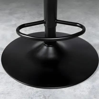 Vintage Leather Height-Adjustable Swivel Bar Stools with Footrest Image - 13