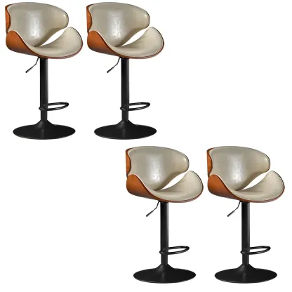 Vintage Leather Height-Adjustable Swivel Bar Stools with Footrest Image - 24