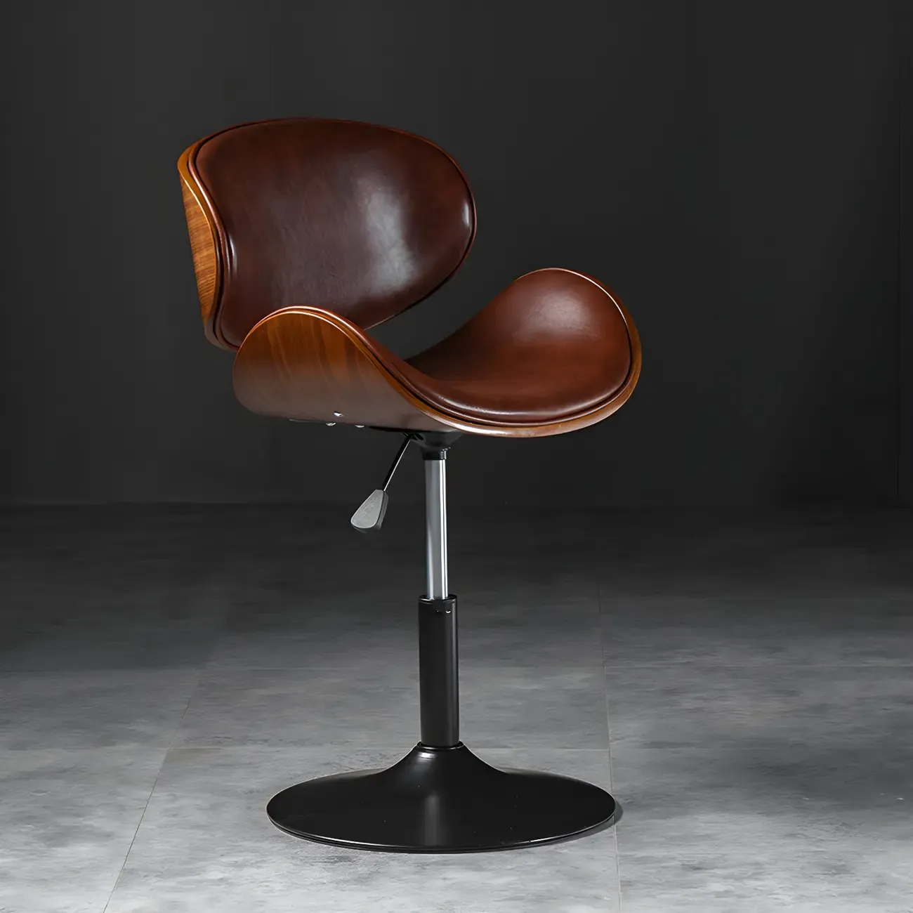 Vintage Leather Height-Adjustable Swivel Bar Stools with Footrest Image - 42