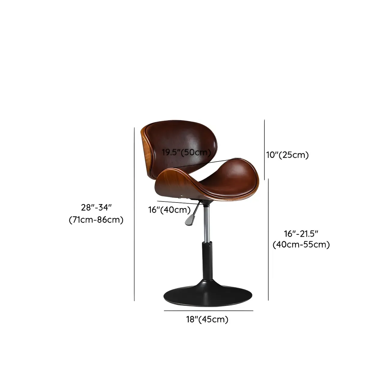Vintage Leather Height-Adjustable Swivel Bar Stools with Footrest Image - 48