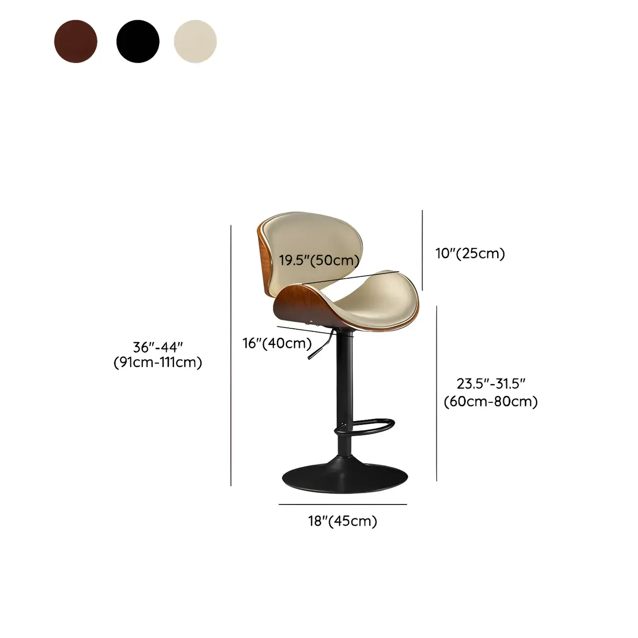 Vintage Leather Height-Adjustable Swivel Bar Stools with Footrest Image - 49