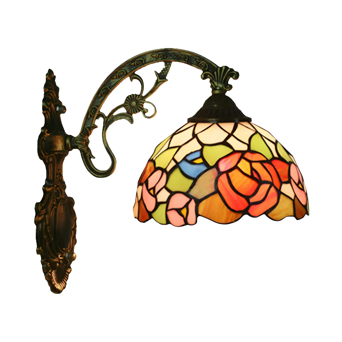 Vintage Tiffany Stained Glass Wall Light Floral Design Image - 4 | homeyfad