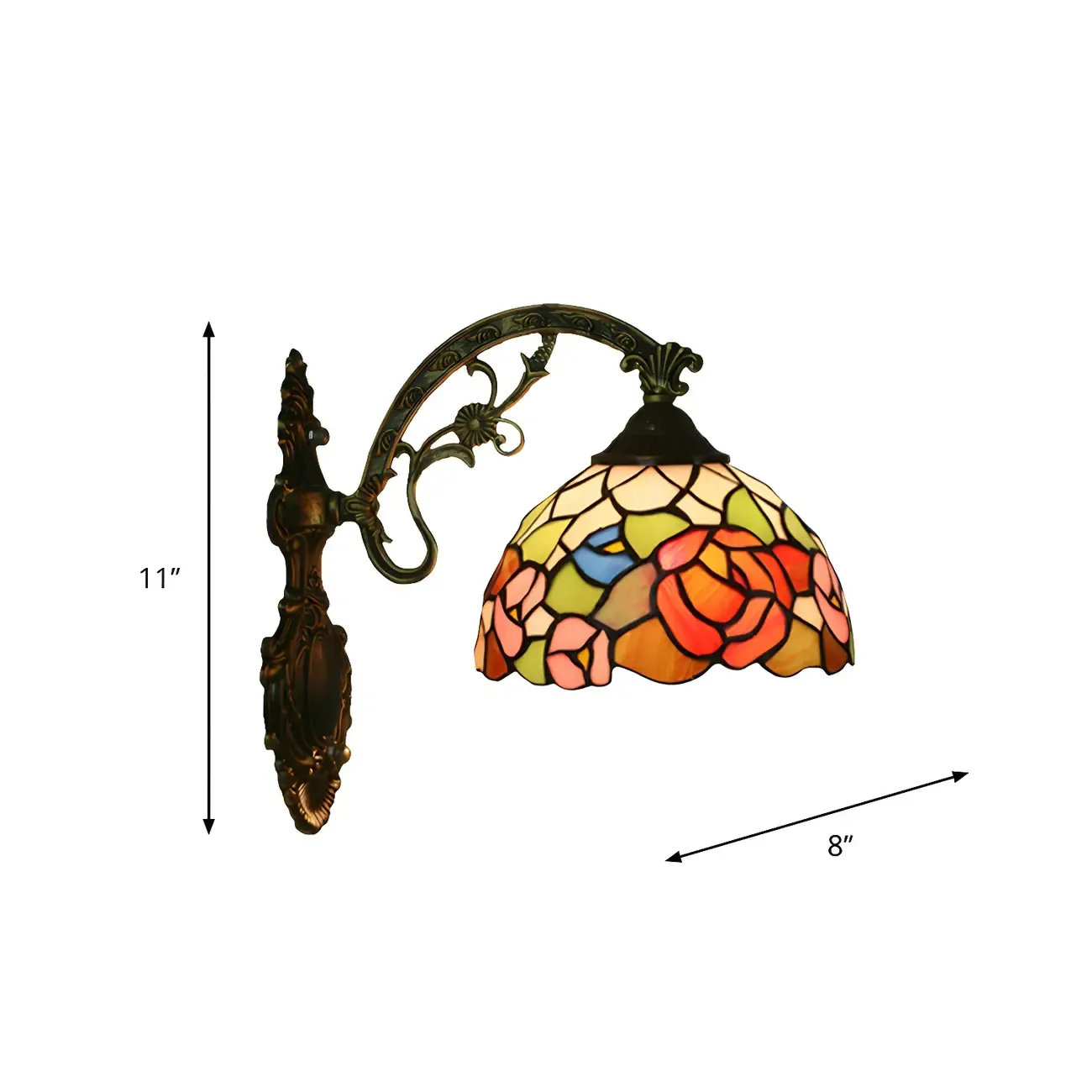 Vintage Tiffany Stained Glass Wall Light Floral Design Image - 5